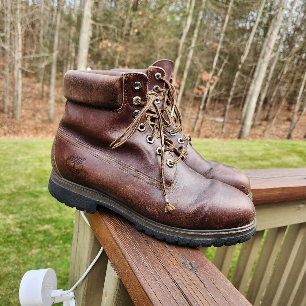 Vintage Timberland Boots Mens 8 W 10003 6211 Brown Leather Czech Republic Wide - Picture 9 of 15